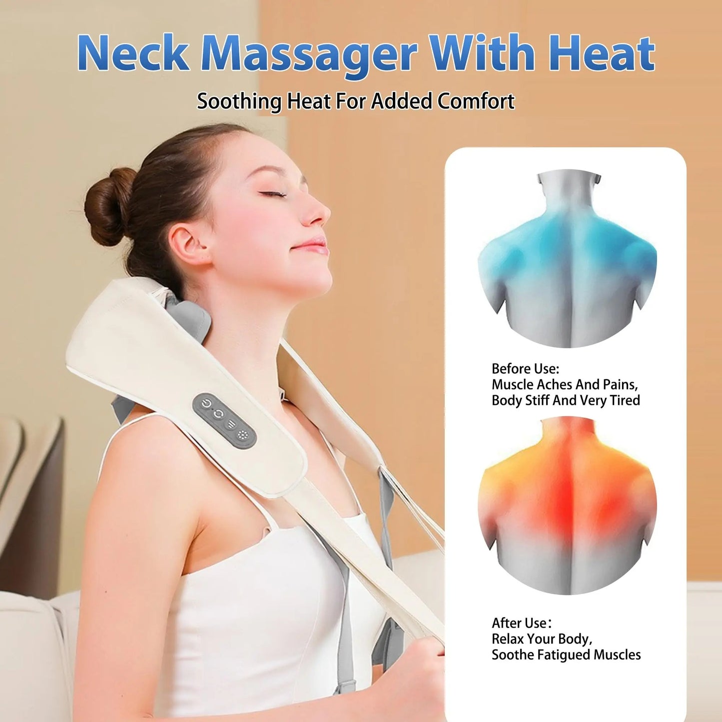 Masajeador Shiatsu 4D Inalámbrico con Calor Infrarrojo
