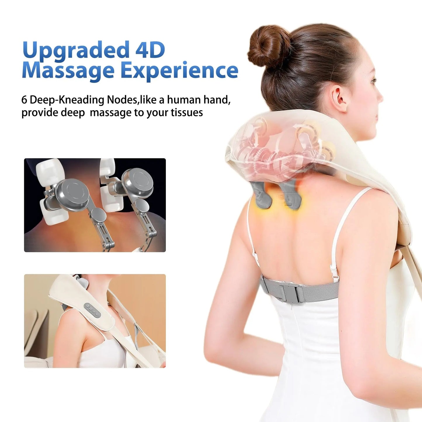 Masajeador Shiatsu 4D Inalámbrico con Calor Infrarrojo